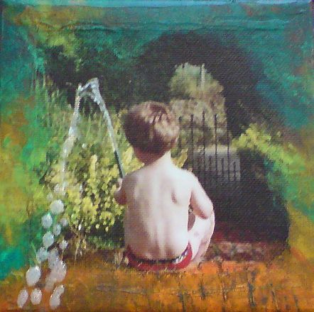 Gestalt  - 2008<br /><br /><h6>Joe at Grange</h6>  Artistâ€™s photographic print and acrylic paint <br /> 150mm x 150mm <br /><br /><br /><br /><br /><br /><br /><h7>Not for sale</h7>