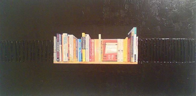 On Chesil Beach  - 2010<br /><br /><h6>Bookshelf</h6>  Artistâ€™s photographic print and acrylic paint <br /> 500mm x 200mm <br /><br /><br /><br /><br /><br /><br /><h7>Sold</h7>