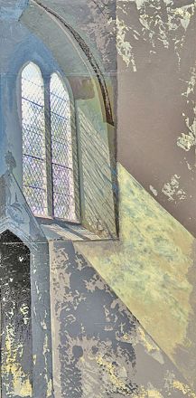 On Chesil Beach  - 2010<br /><br /><h6>Church window</h6>  Artistâ€™s photographic print and acrylic paint <br /> 1000mm x 500mm <br /><br /><br /><br /><br /><br /><br /><h7>Sold</h7>